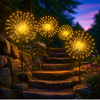 8-Mode LED Solar Firework Garden Lights - 90 LED, Flexible Copper Wire, IP65 Waterproof
