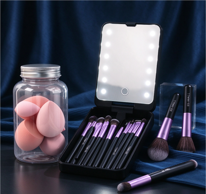 💖Hot Sale 49% OFF💖Travel Makeup Brush Set with LED light