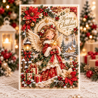 3D Christmas Angel Greeting Card