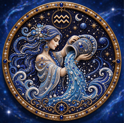 🔥 LAST DAY 49% OFF – ✨ Premium 3D Pearl 12 Zodiac Signs Art Kit | Luxury Flocked Canvas with Scratch-Resistant Non-Fading Pearl Beads DIY Handmade Astrology Decor ♈🌙💎