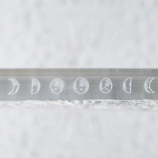 Selenite Moon Phase Wand 7"