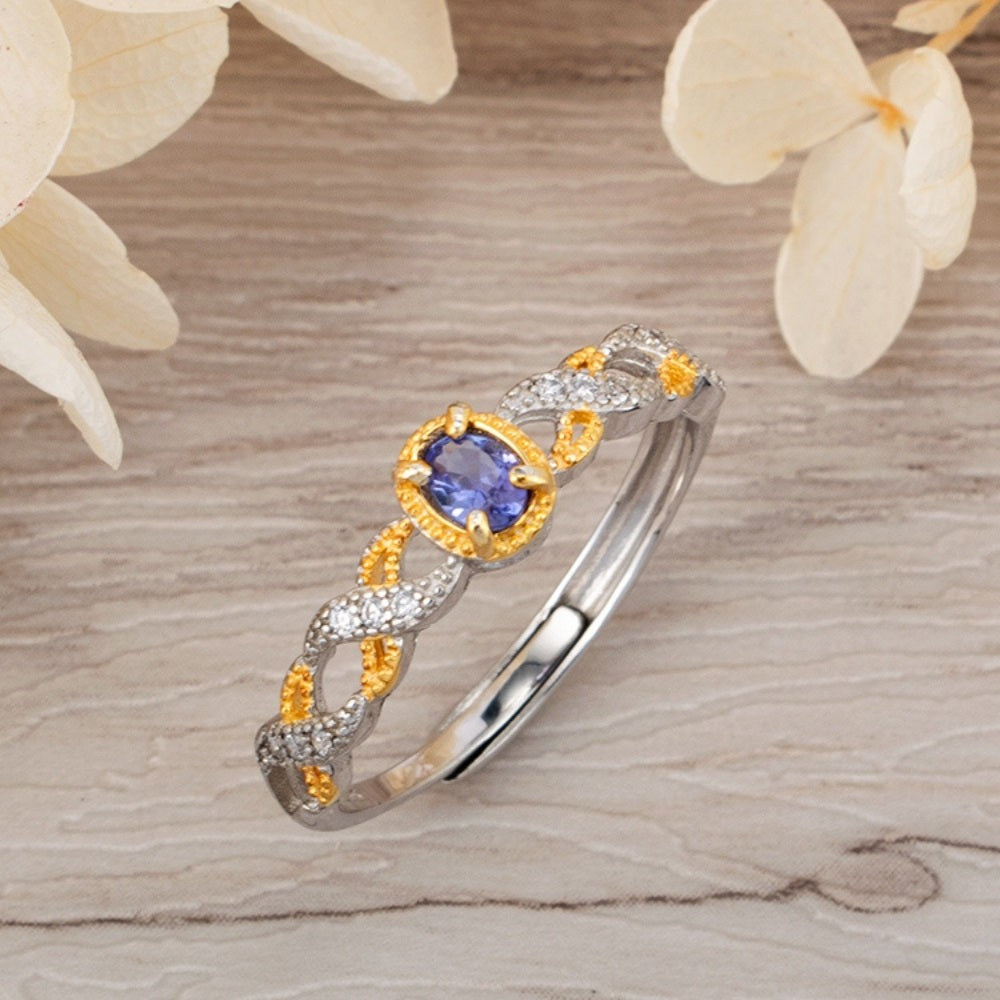Natural Tanzanite Crystal Ring