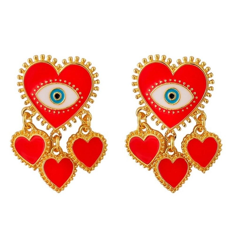 Evil Eye Heart Shaped Earrings
