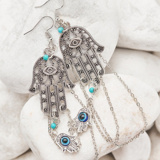 Spiritual Hamsa Evil Eye Earrings