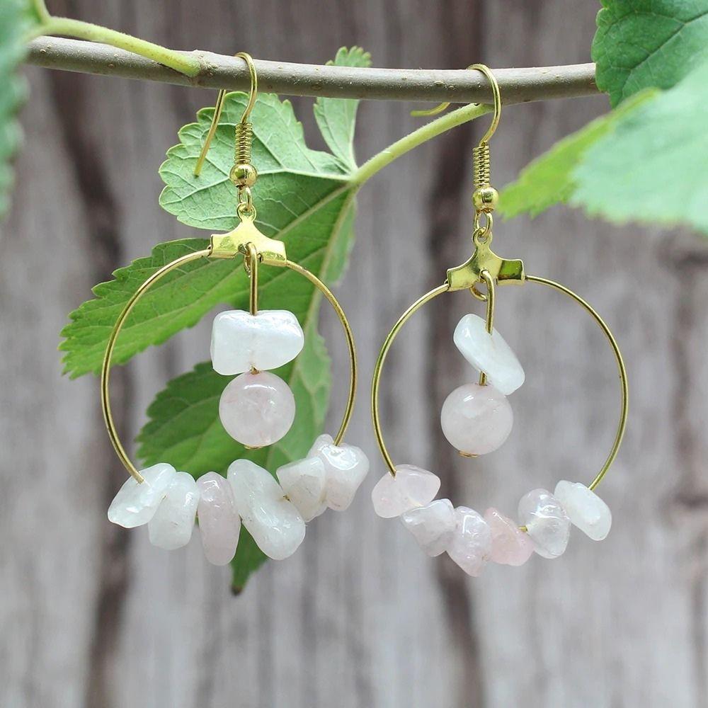 Natural Crystal Stone Drop Earrings