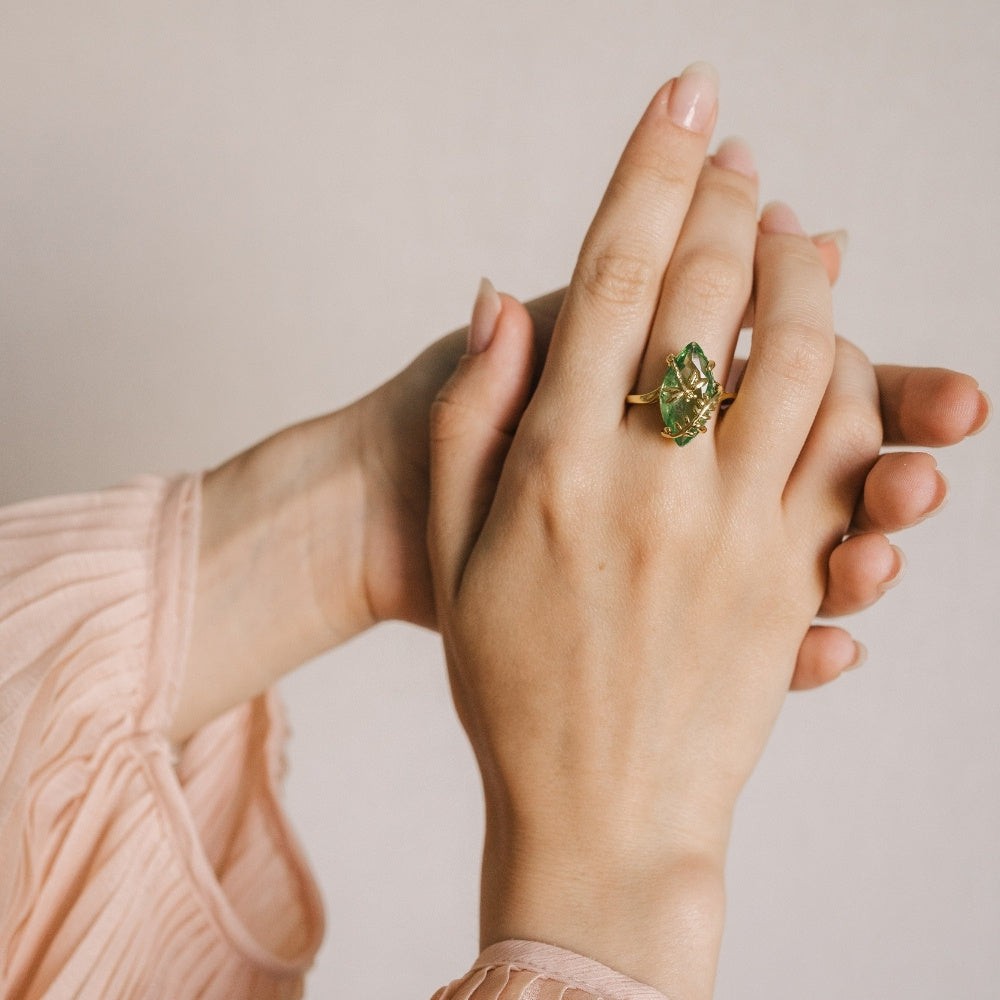 Emerald Dragonfly Gemstone Ring
