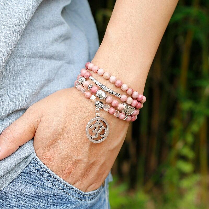 108 Natural Rhodochrosite Mala Beads