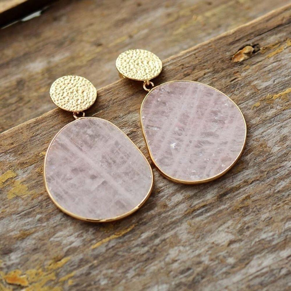 Rose Quartz Crystal Drop Earrings