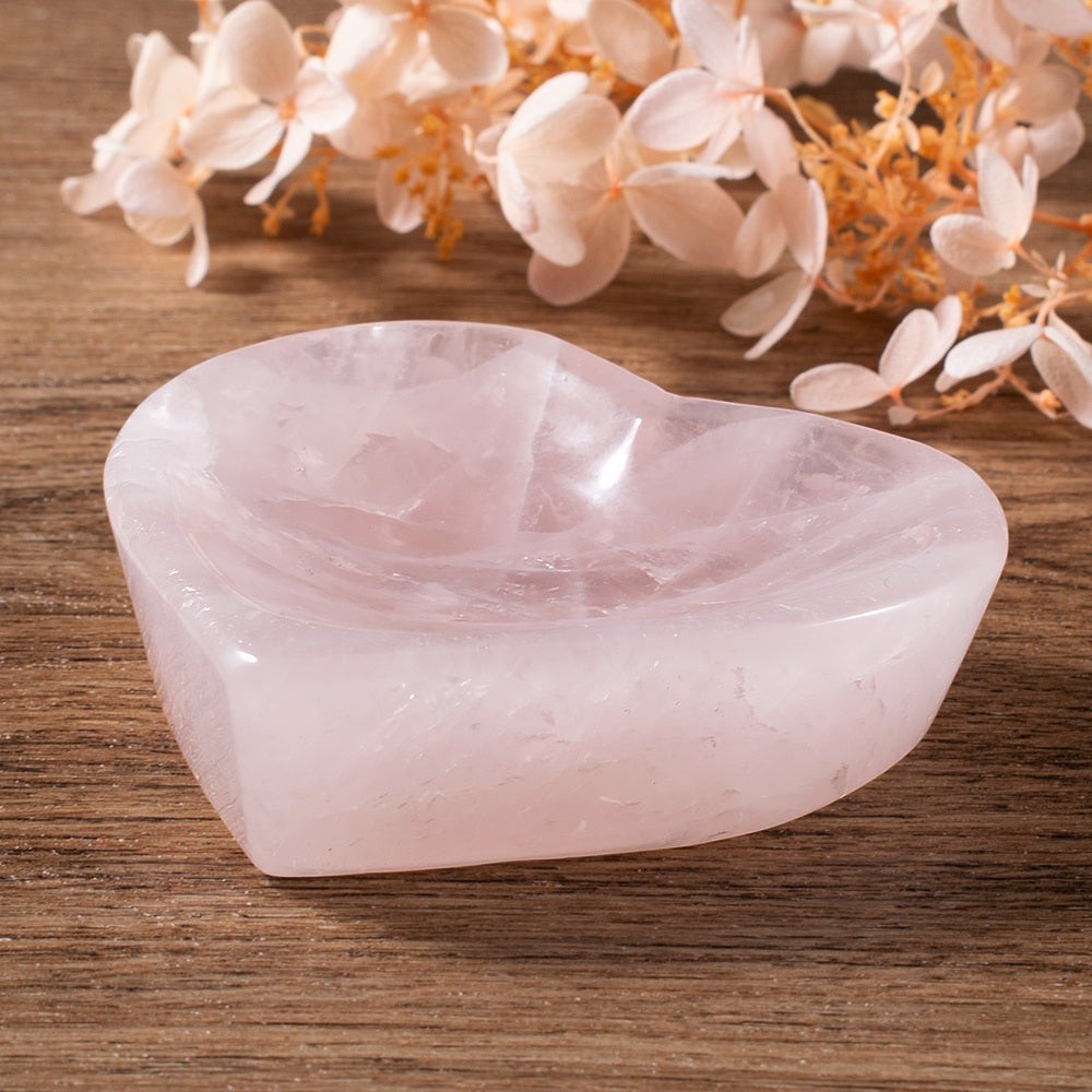 Heart Shaped Rose Quartz Crystal Bowl