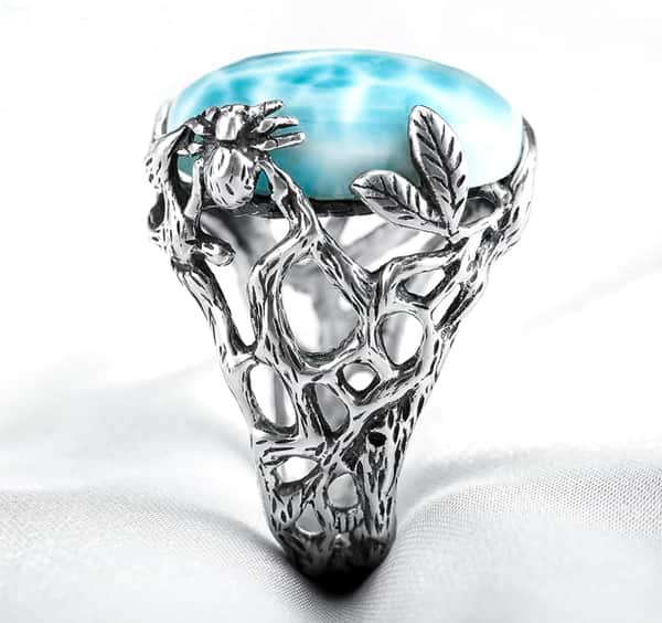 Transmitting Larimar Crystal Ring