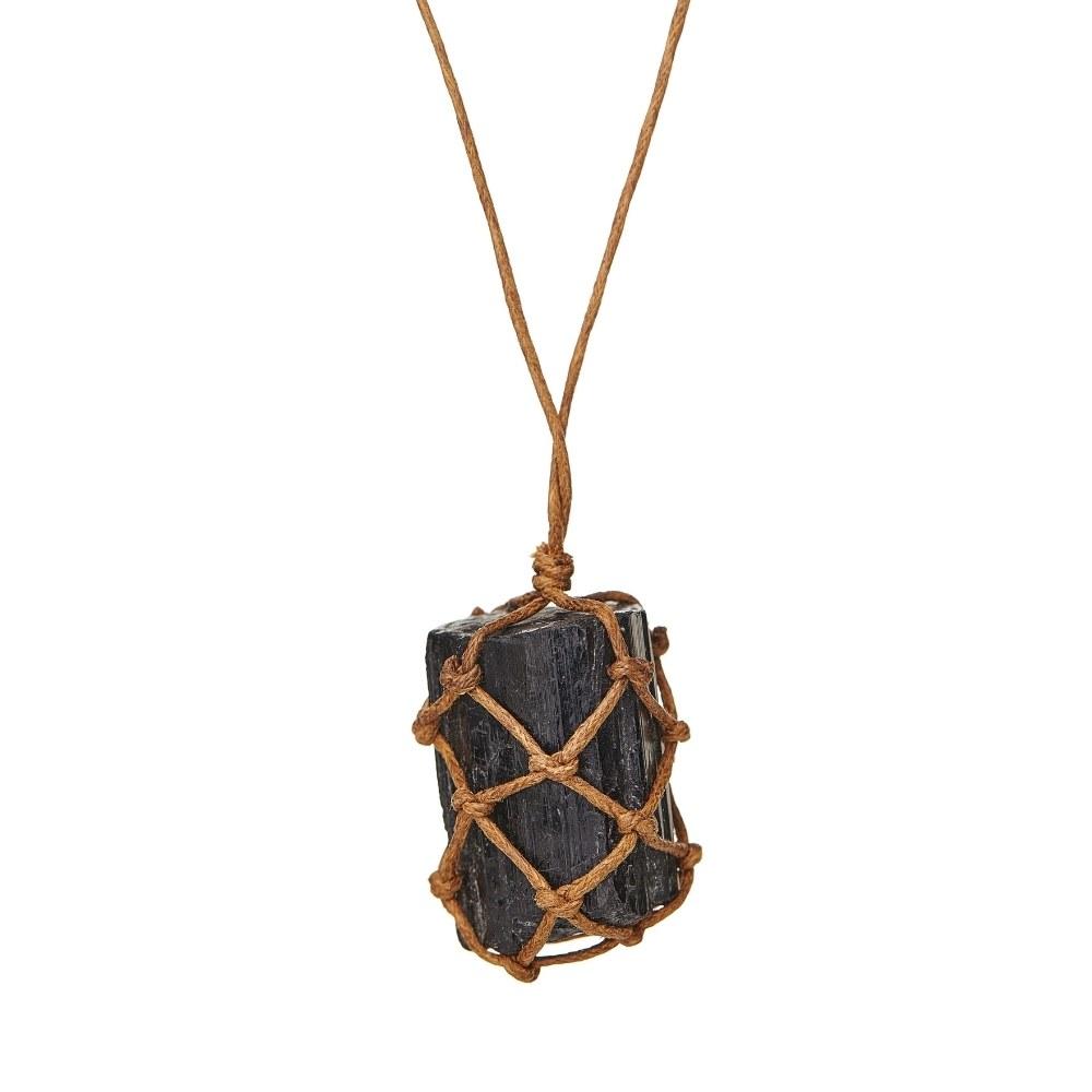 Wrapped Raw Black Tourmaline Crystal Protection Necklace