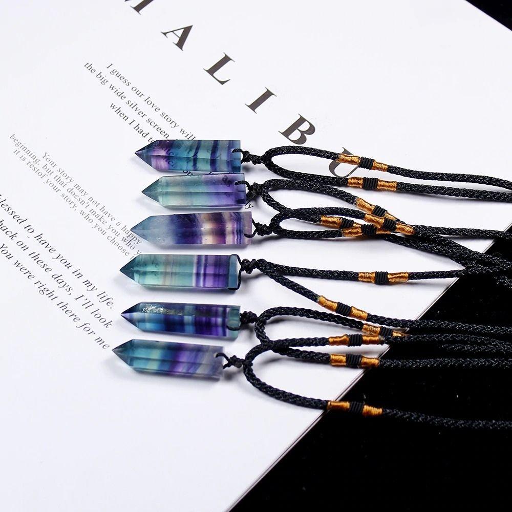Rainbow Fluorite Crystal Necklace