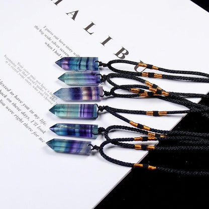 Rainbow Fluorite Crystal Necklace
