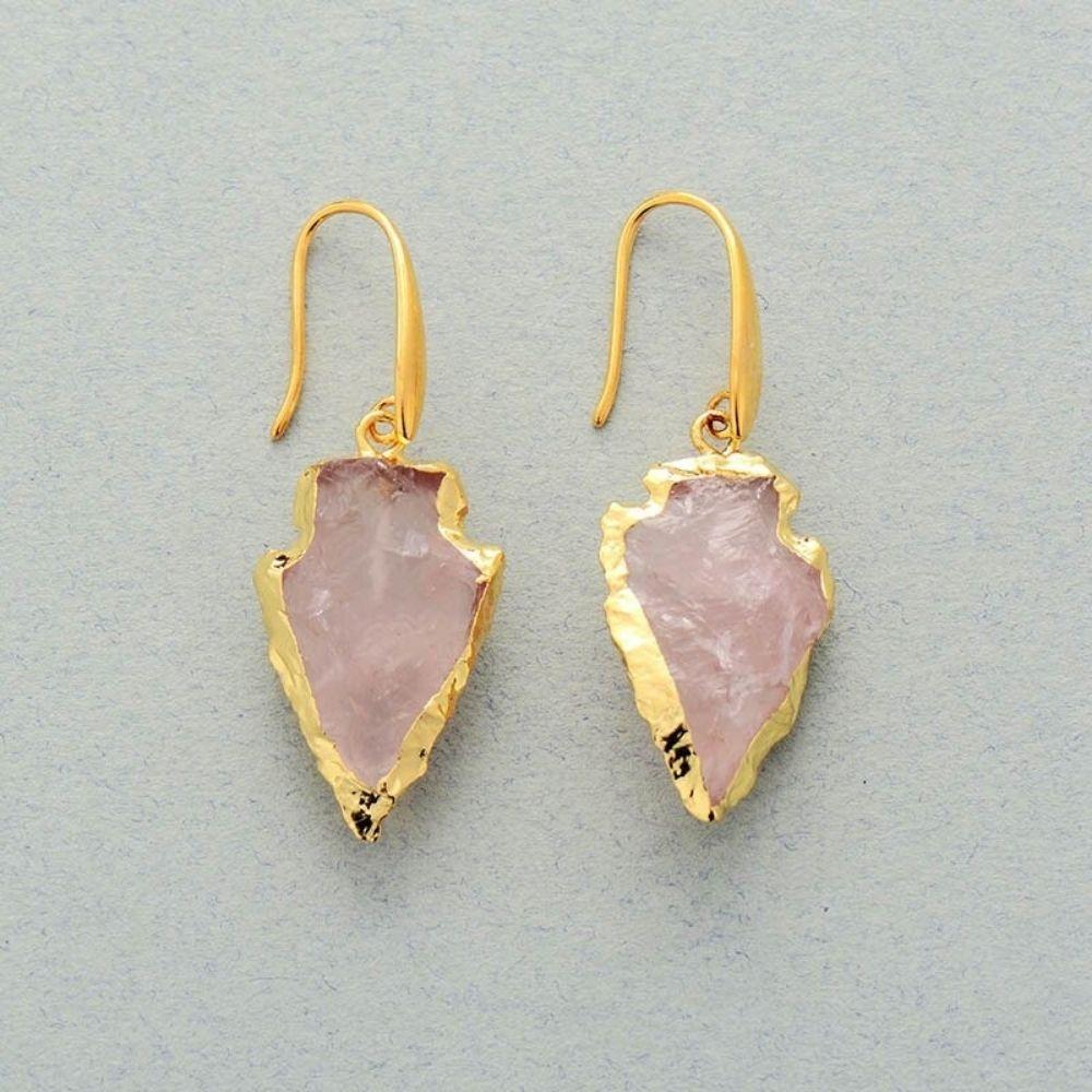 Handmade Rose Quartz Crystal Earrings