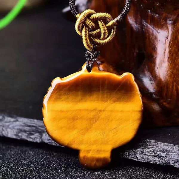 Tiger-Shaped Tiger's Eye Crystal Power Necklace