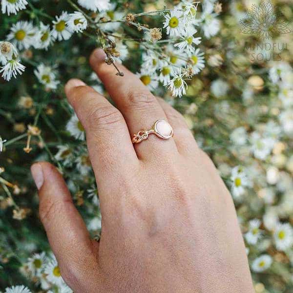 Pink Moonstone Crystal Ring