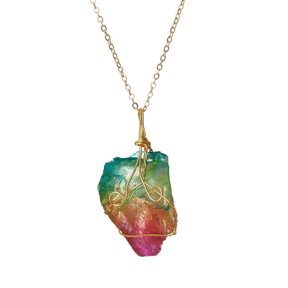 Rainbow Aura Quartz Necklace