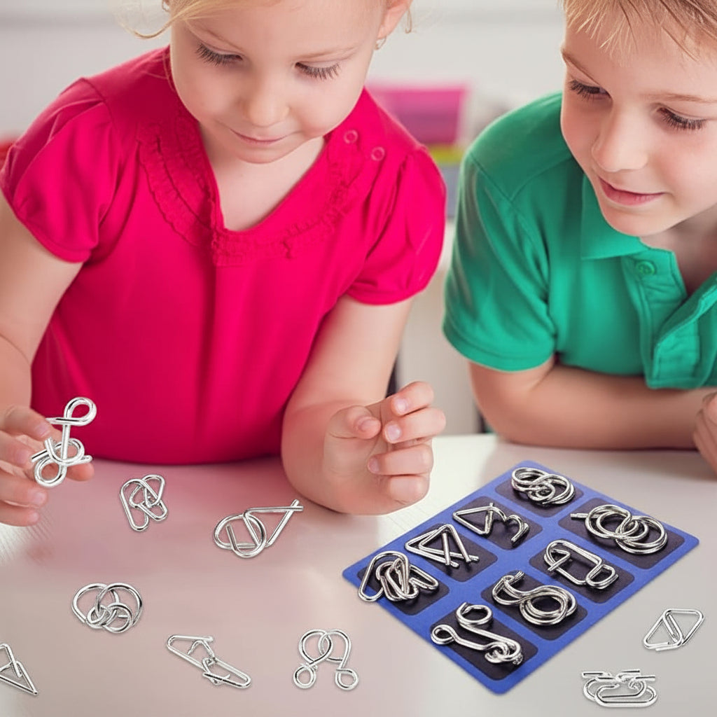 24-Piece Metal Wire Puzzle Set – Brain Teaser IQ Toy