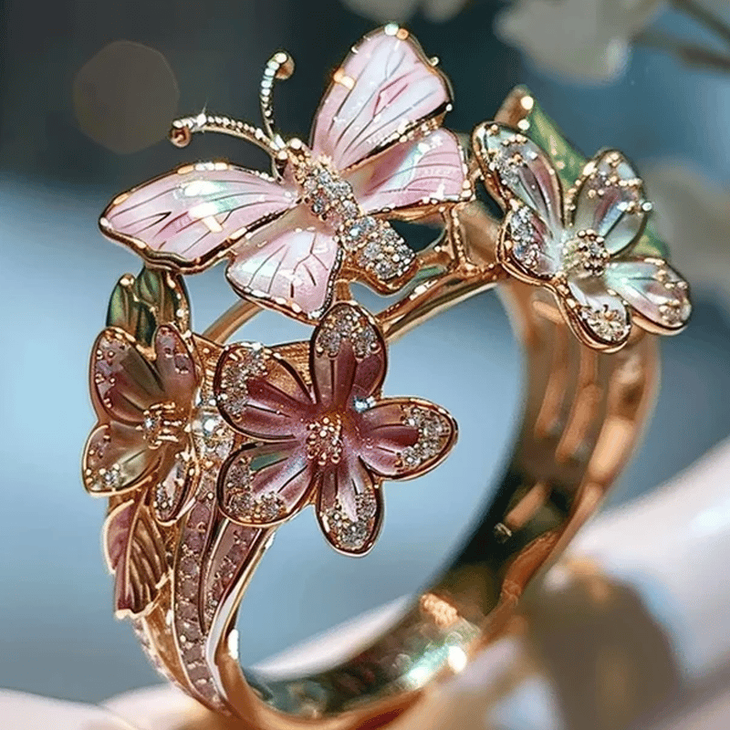 (🔥HOT SALE NOW 49% OFF) - Butterfly Flower Ring