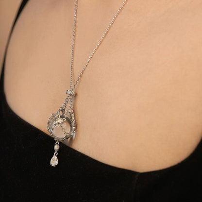 AC Natural Crystal Pouch Necklace