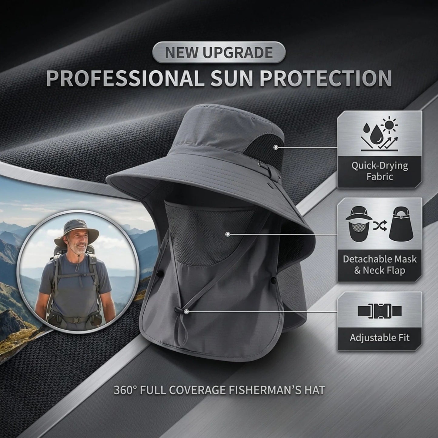 Spring/Summer Fisherman's Hat Detachable Outdoor Fishing Face Covering Neck Protection