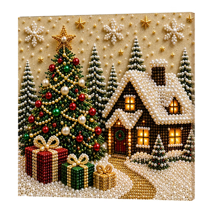 Christmas Train DIY Pearl Painting Art Kits for Home Wall Decor 30x30cm With Frame