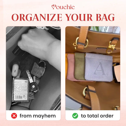 Pouchic - Personalized Snap Closure Leather Organizer Pouch