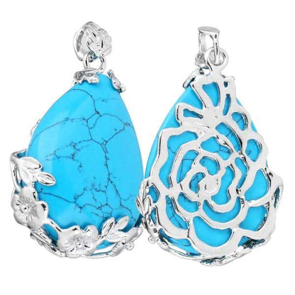 Flower Crystal Teardrop Necklace