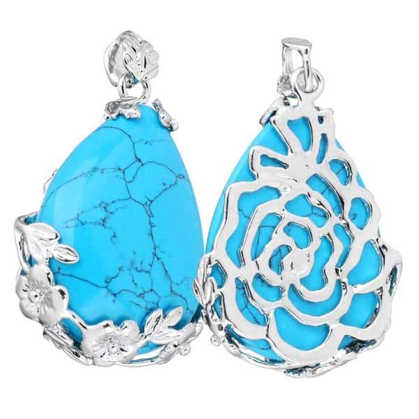 Flower Crystal Teardrop Necklace