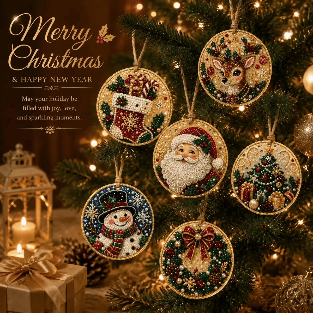 🔥Only Two-Pack for $19.98 Last Day Promotion!🎄Christmas DIY Diamond Painting Ornaments Kit (6 PCS)🎅
