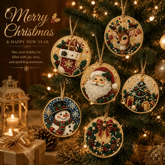 🔥Only Two-Pack for $19.98 Last Day Promotion!🎄Christmas DIY Diamond Painting Ornaments Kit (6 PCS)🎅