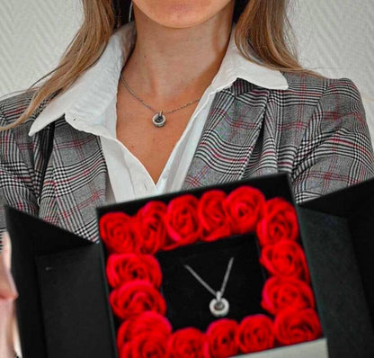 Valentine's day promotion💞 "I Love You" Roses Bloom Necklace in 100 Languages Gift Set
