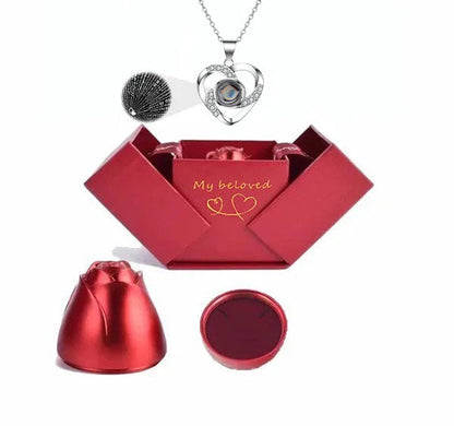 Valentine's day promotion💞 "I Love You" Roses Bloom Necklace in 100 Languages Gift Set