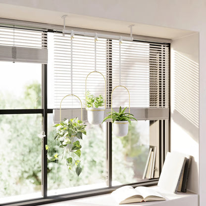 🌿Adjustable Hanging Window Planter Set – Metal Rod Plant Hanger with 3 Pots for Indoor & Outdoor Green Display