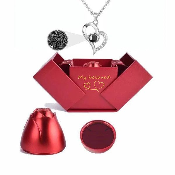 Valentine's day promotion💞 "I Love You" Roses Bloom Necklace in 100 Languages Gift Set