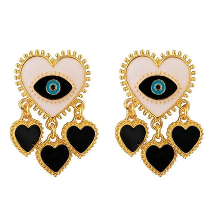 Evil Eye Heart Shaped Earrings