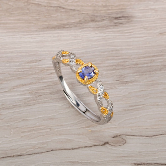 Natural Tanzanite Crystal Ring
