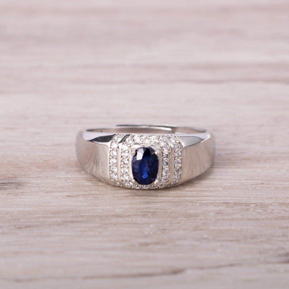 Natural Blue Sapphire Crystal Ring