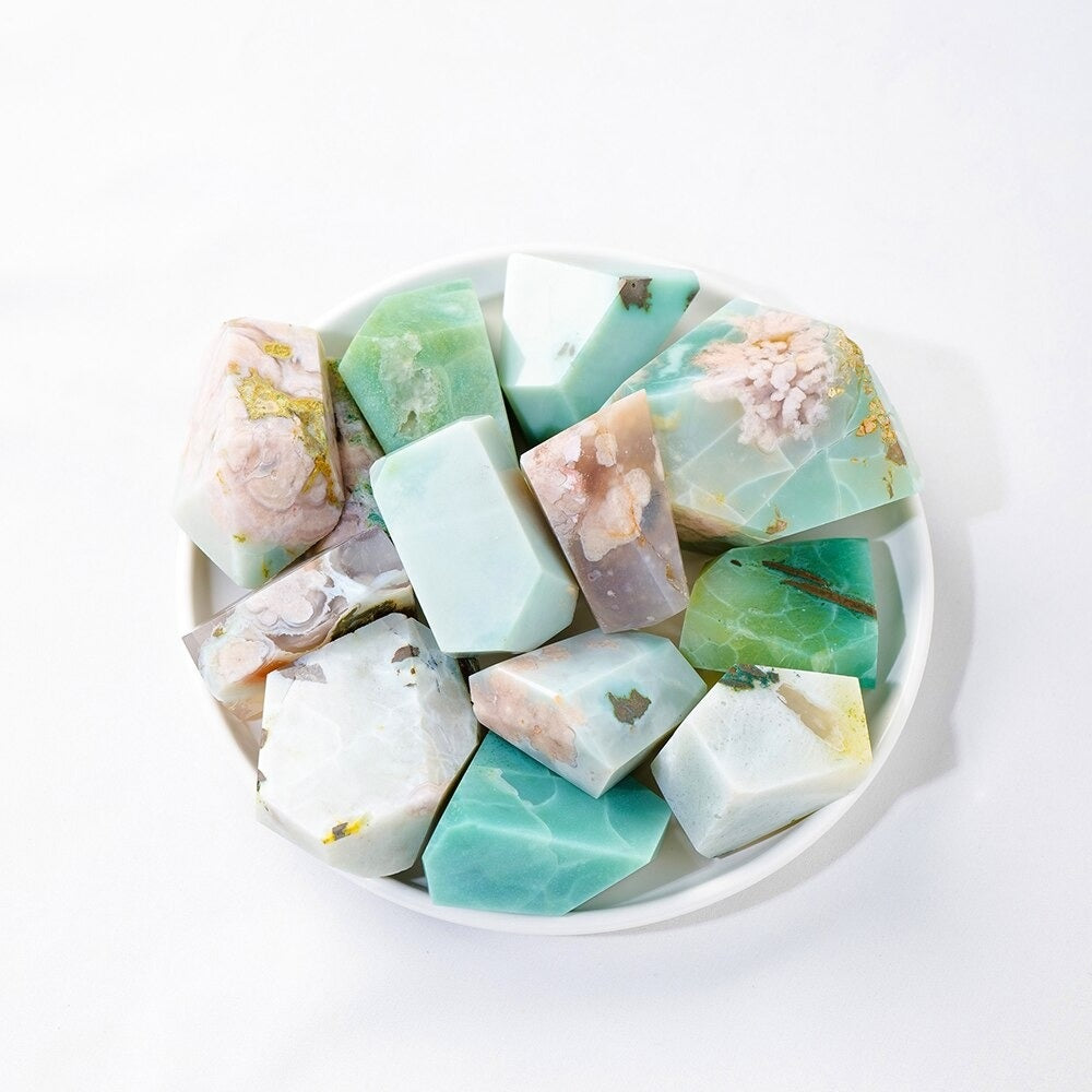 Raw Green Flower Agate Stone