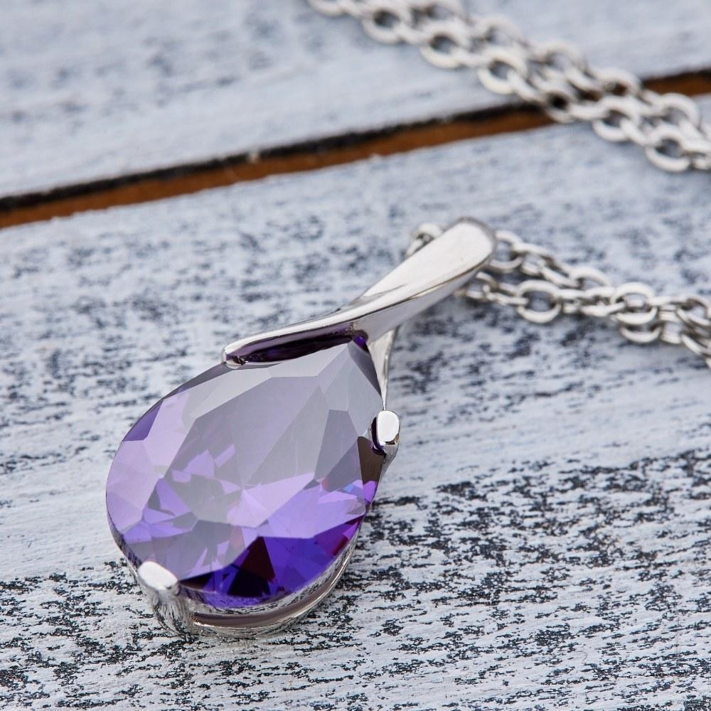 Silver Amethyst Drop Necklace