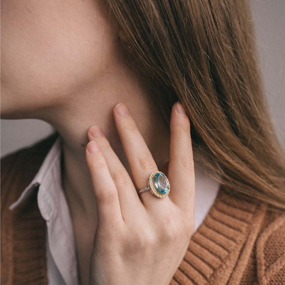 Royal Blue Topaz Crystal Ring
