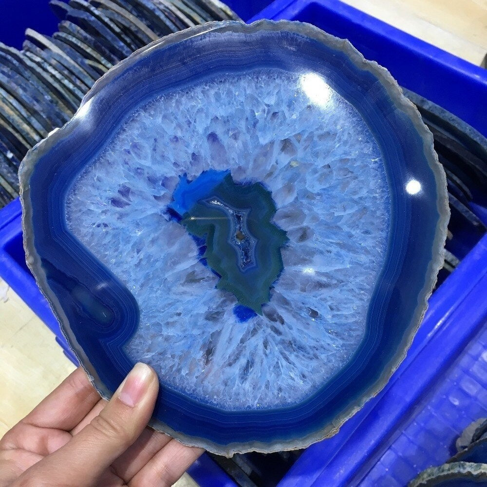 Blue Lace Agate Crystal Slice