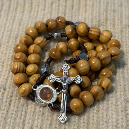 Handmade Olive Wood Rosary With Holy Soil