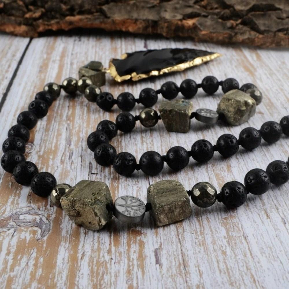 Black Obsidian Arrowhead Crystal Necklace