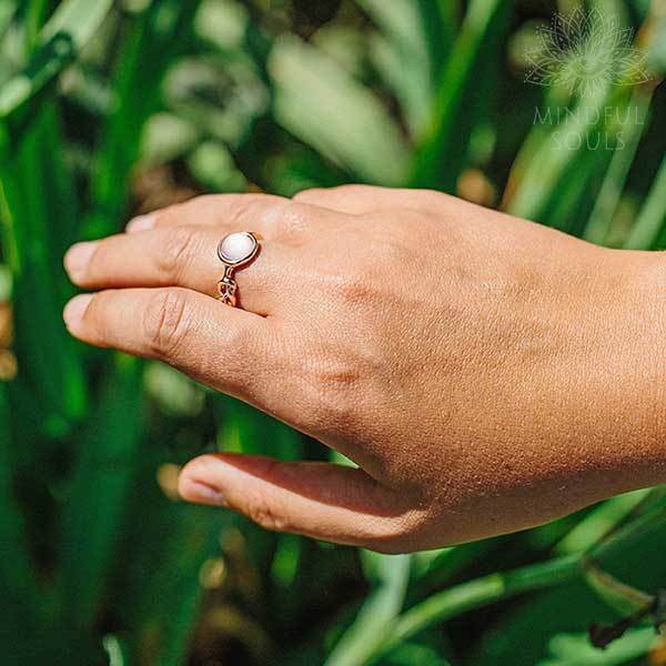 Pink Moonstone Crystal Ring