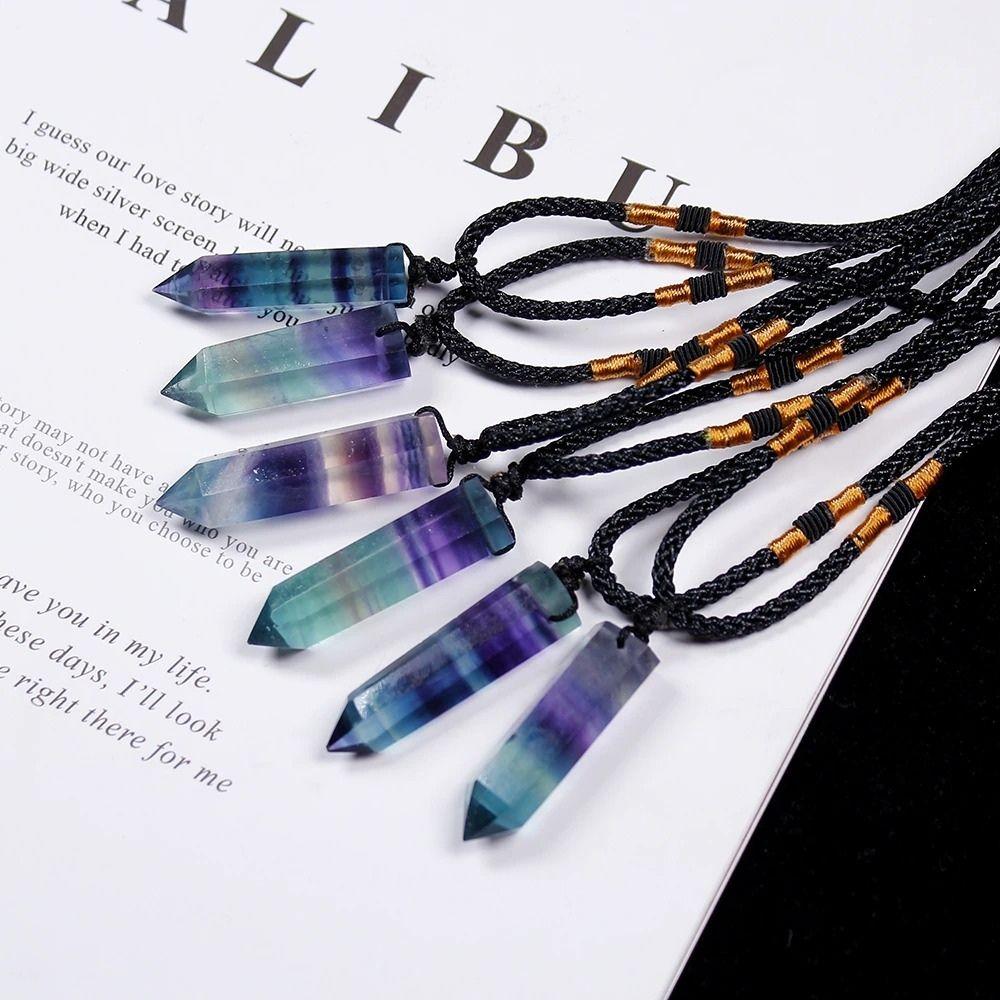 Rainbow Fluorite Crystal Necklace
