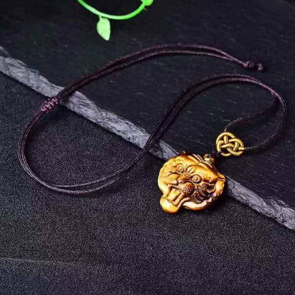 Tiger-Shaped Tiger's Eye Crystal Power Necklace