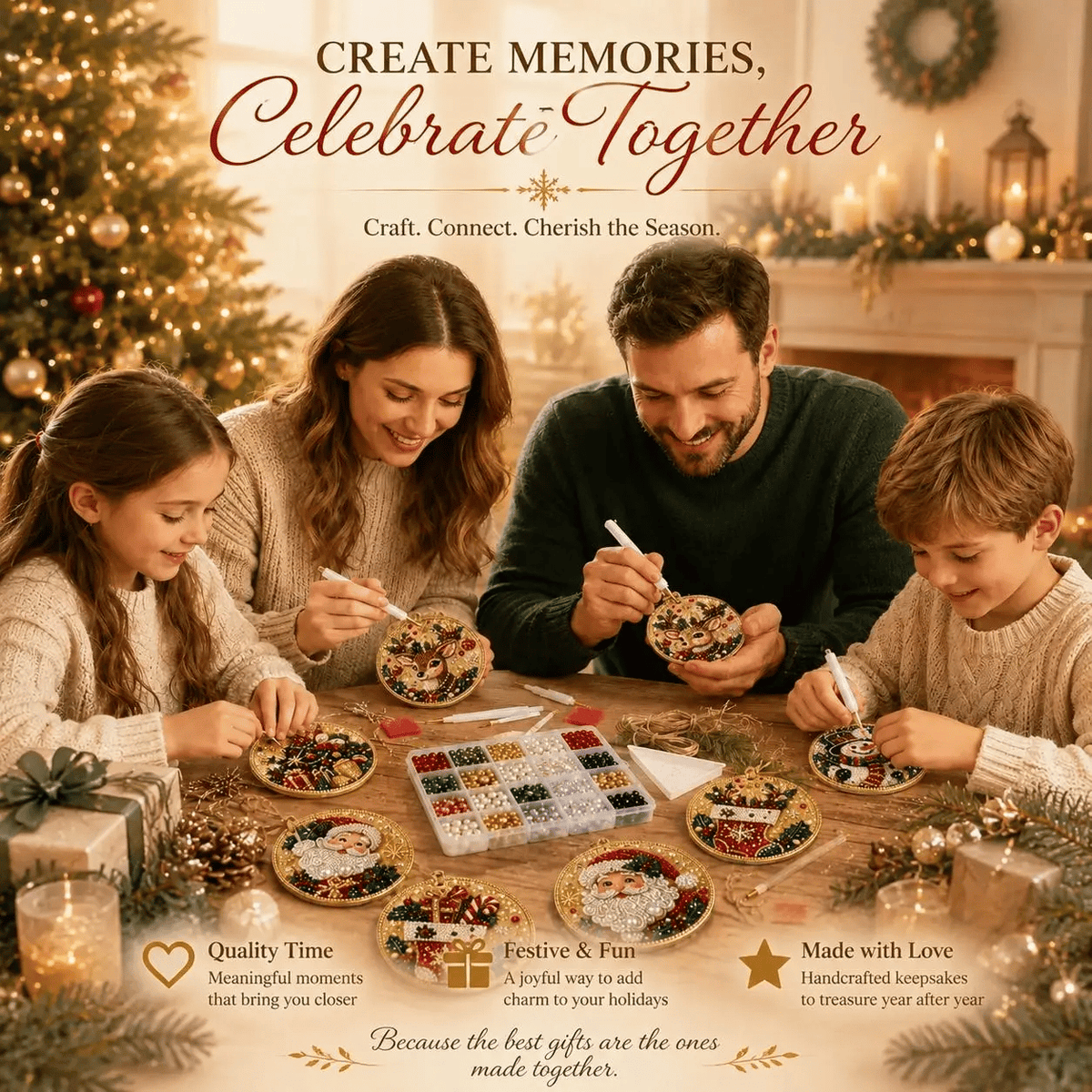 🔥Only Two-Pack for $19.98 Last Day Promotion!🎄Christmas DIY Diamond Painting Ornaments Kit (6 PCS)🎅