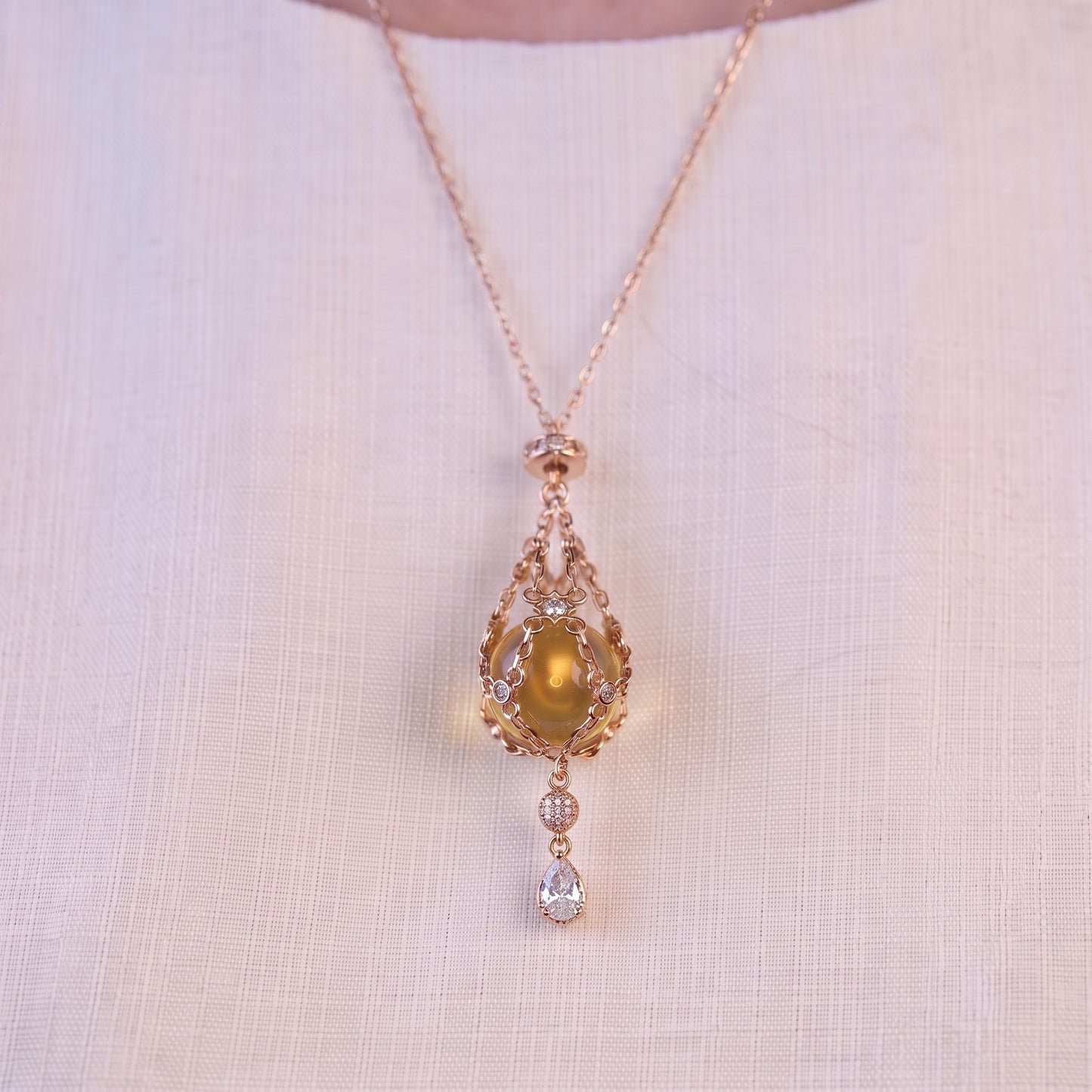 AC Natural Crystal Pouch Necklace