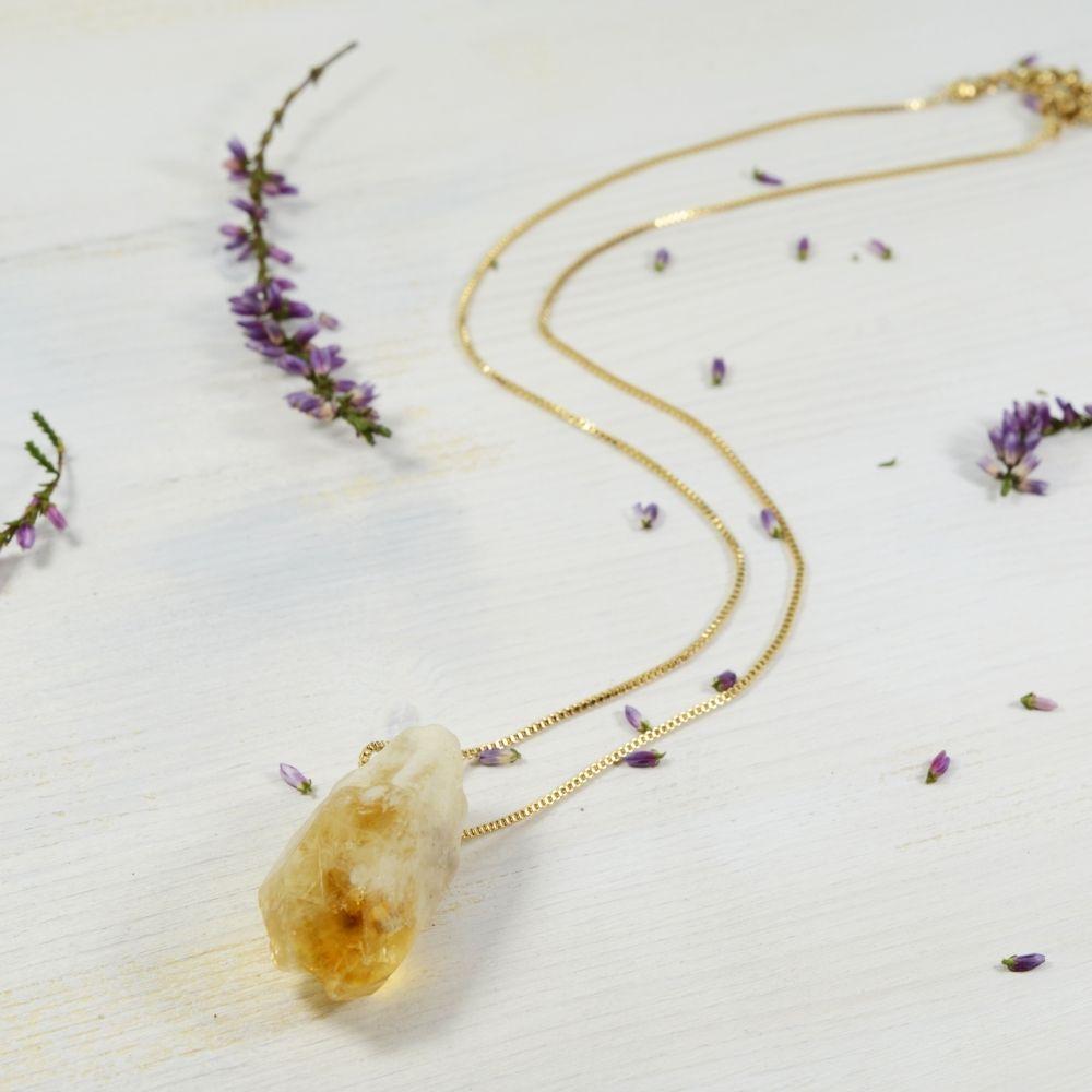 Raw Citrine Crystal Necklace